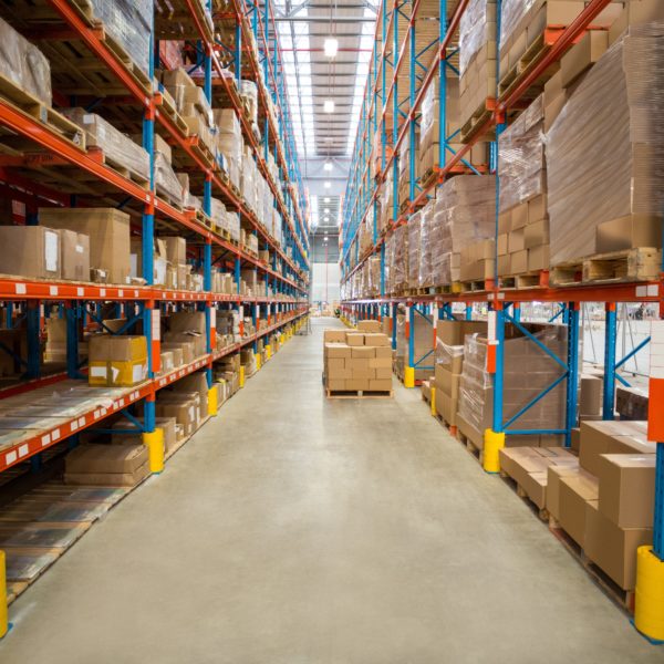 Boxes Kept On Shelves In The Warehouse Warehouse